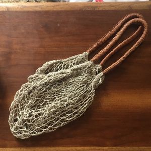 Leather and cotton rope market tote